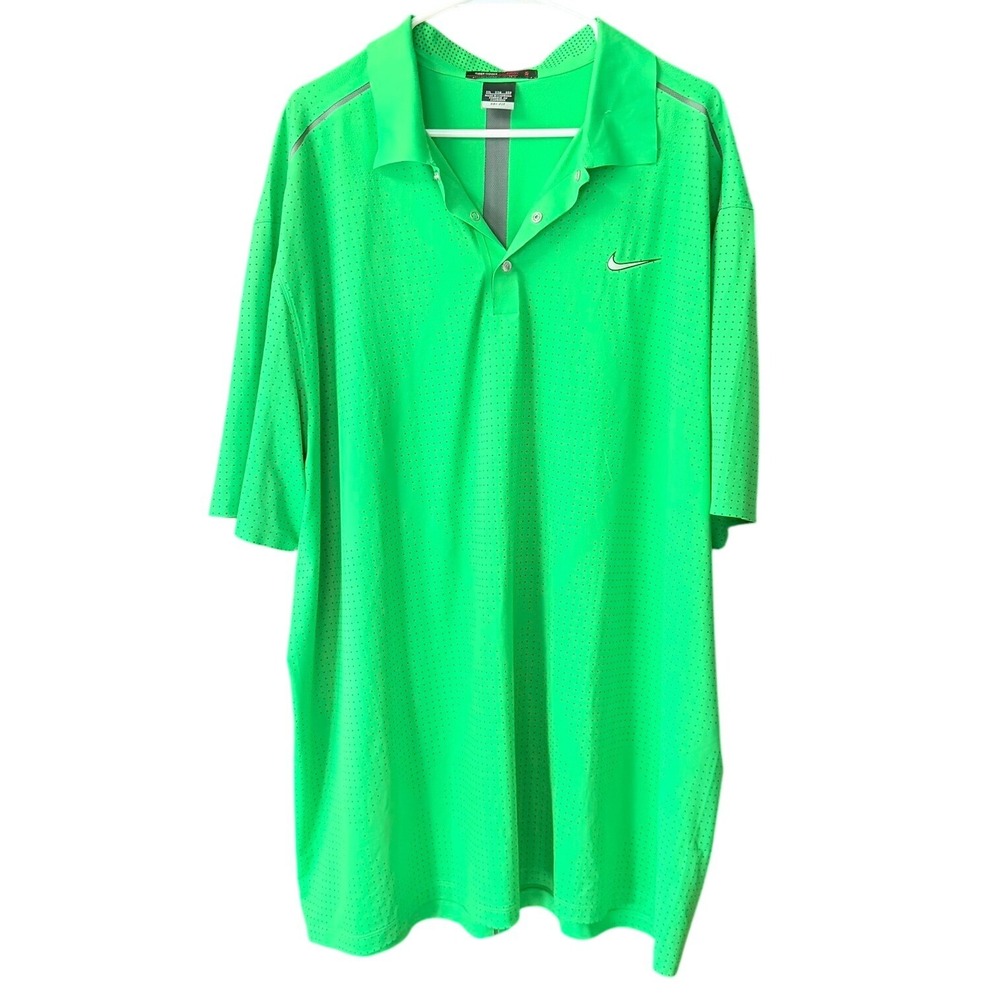 Nike Tiger Woods Collection Dri-FIT‎ Golf Polo Shirt Bright Green Men's XXL